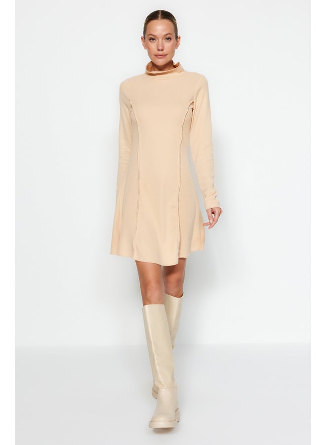 trendyol Camel Stitch Detail A-Line/Cbell Form Stand-Up Collar Thessaloniki/Knitwear Look Knit Dress TWOAW24EL00619 - Image 1