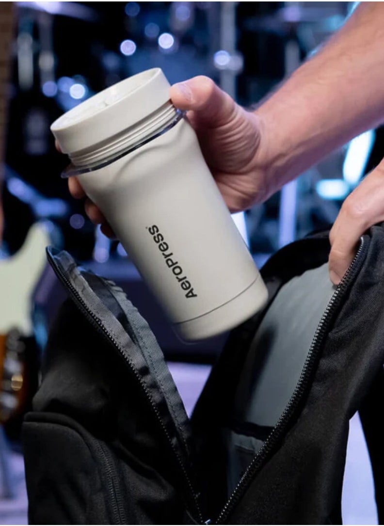 AeroPress - Go Plus Travel Coffee Maker, BPA Free, Portable, Smooth and Bitter-free Brew, Shatterproof and Durable for Camping, Includes Custom Travel Tumbler, Capacity – 1-2 Cup, Color - Cream - Image 1