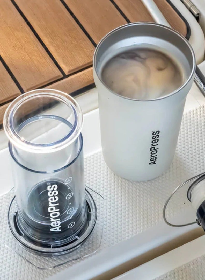 AeroPress - Go Plus Travel Coffee Maker, BPA Free, Portable, Smooth and Bitter-free Brew, Shatterproof and Durable for Camping, Includes Custom Travel Tumbler, Capacity – 1-2 Cup, Color - Cream - Image 1