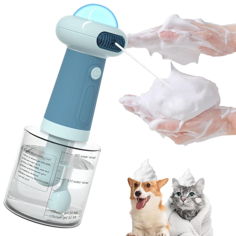 Coocake Electric Dog Shampoo DispenserIPX7 Cat Shampoo SprayerPet Bath Supplies Automatic Foaming Shampoo Dispenser for Dog Deep CleaingKitchen SinkBathroom Blue - Image 1