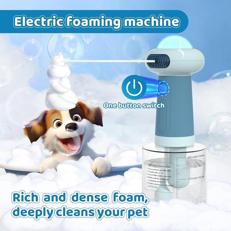 Coocake Electric Dog Shampoo DispenserIPX7 Cat Shampoo SprayerPet Bath Supplies Automatic Foaming Shampoo Dispenser for Dog Deep CleaingKitchen SinkBathroom Blue - Image 3