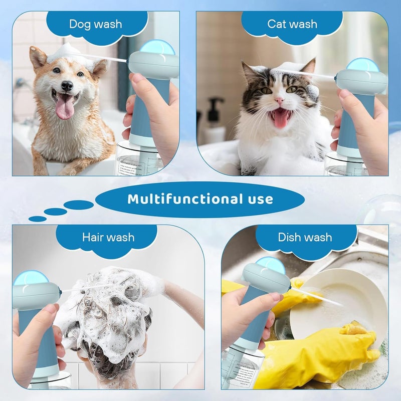 Coocake Electric Dog Shampoo DispenserIPX7 Cat Shampoo SprayerPet Bath Supplies Automatic Foaming Shampoo Dispenser for Dog Deep CleaingKitchen SinkBathroom Blue - Image 4
