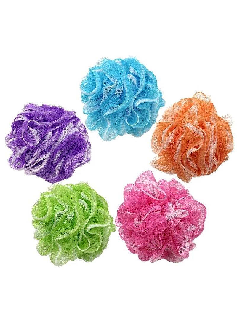 VIO 4 Pack Soft Fluffy Exfoliating Bath Ball Mesh Body Scrub Mesh Loofah Shower Sponge Ball Pouf Shower Ball Scrubber Exfoliator Mesh Sponge Body Cleansing Bath Bubble Ball  - Image 5
