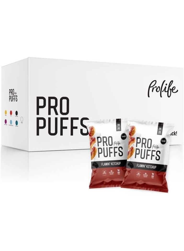 Prolife Pro Puffs – Flamin Ketchup Flavour, High Protein Snack, (20 Pack x 50g) - Image 1