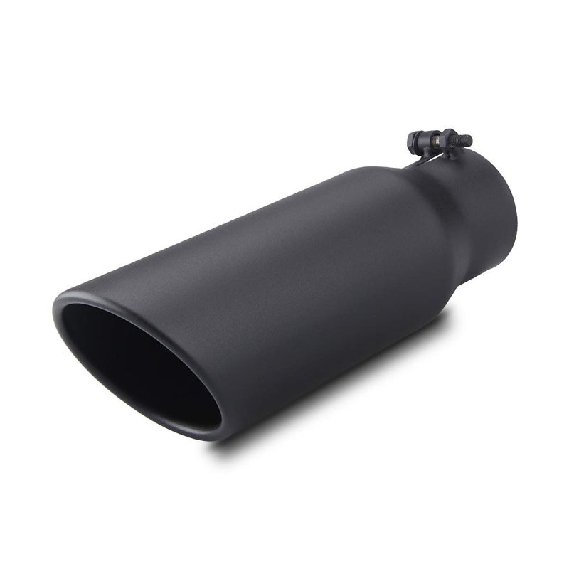 LCGP 3 Inlet Exhaust Black Tip3 x 4 x 12 Long Clamp on Exhaust Tailpipe Tip for Truck