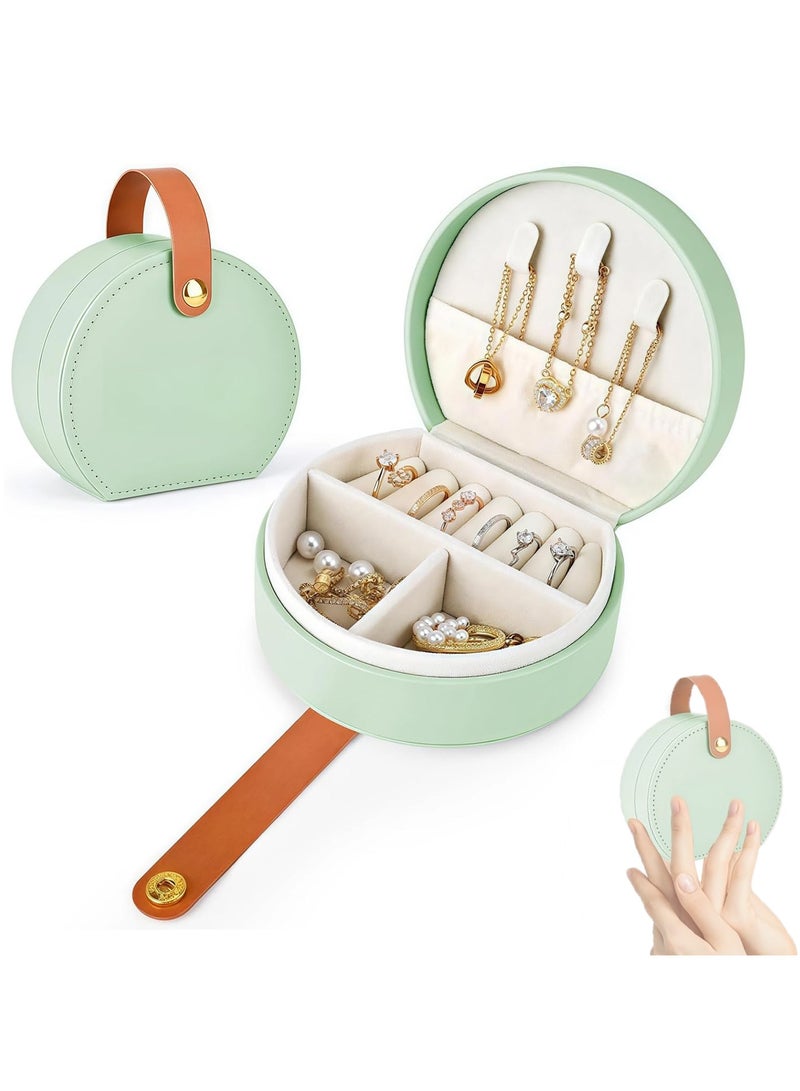 CMGTYYD Mini Jewelry Box Organiser Travel Jewelry Case PU Leather Jewellery Box for Women for Rings Earrings Necklace Bracelets- Bright Green - Image 1