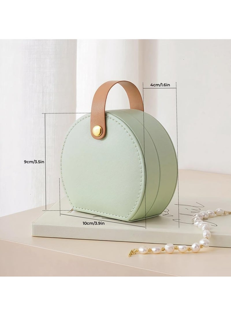 CMGTYYD Mini Jewelry Box Organiser Travel Jewelry Case PU Leather Jewellery Box for Women for Rings Earrings Necklace Bracelets- Bright Green - Image 2