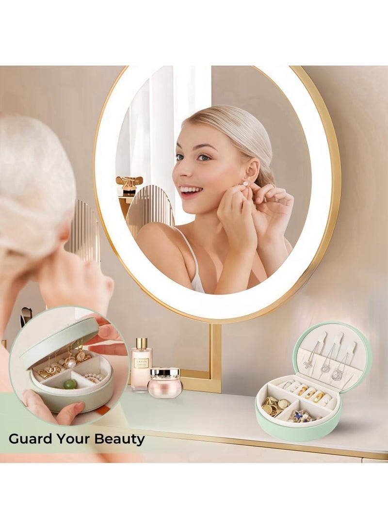 CMGTYYD Mini Jewelry Box Organiser Travel Jewelry Case PU Leather Jewellery Box for Women for Rings Earrings Necklace Bracelets- Bright Green - Image 3