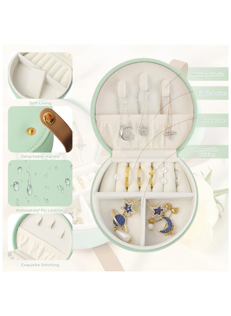 CMGTYYD Mini Jewelry Box Organiser Travel Jewelry Case PU Leather Jewellery Box for Women for Rings Earrings Necklace Bracelets- Bright Green - Image 5