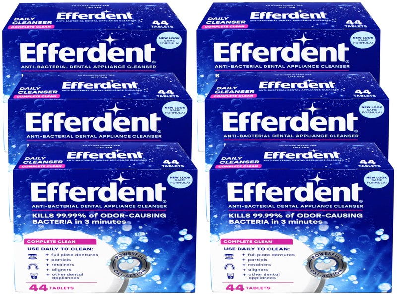 Efferdent Denture Cleanser Tablets, Complete Clean, Cleanser for Retainer and Dental Appliances, 44 Count, (Pack of 6) - Image 1