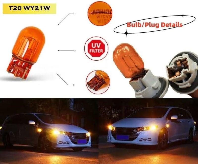 Piumeif (2 PCS) WY21W Turn Signal Bulb/Plug in Signal light bulb 12V 21W fit for Cadillac XTS/SRX, Chevrolet Cruze/Malibu, Ford Mondeo -Amber Bulbs - Image 3