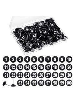 100 Pcs Numbered Push Pin Tacks 100 Sequential Pins Thumb Tacks Flat Tacks Push Pins with Numbers 11 mm Diameter 16 mm Length Thumbtacks for Maps Presentations Photo Poster