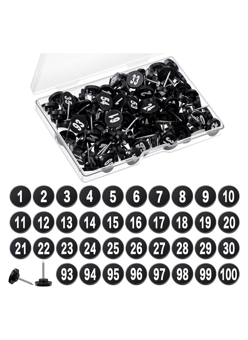 SYOSI - 100 Pcs Numbered Push Pin Tacks 100 Sequential Pins Thumb Tacks Flat Tacks Push Pins with Numbers 11 mm Diameter 16 mm Length Thumbtacks for Maps Presentations Photo Poster - Image 1