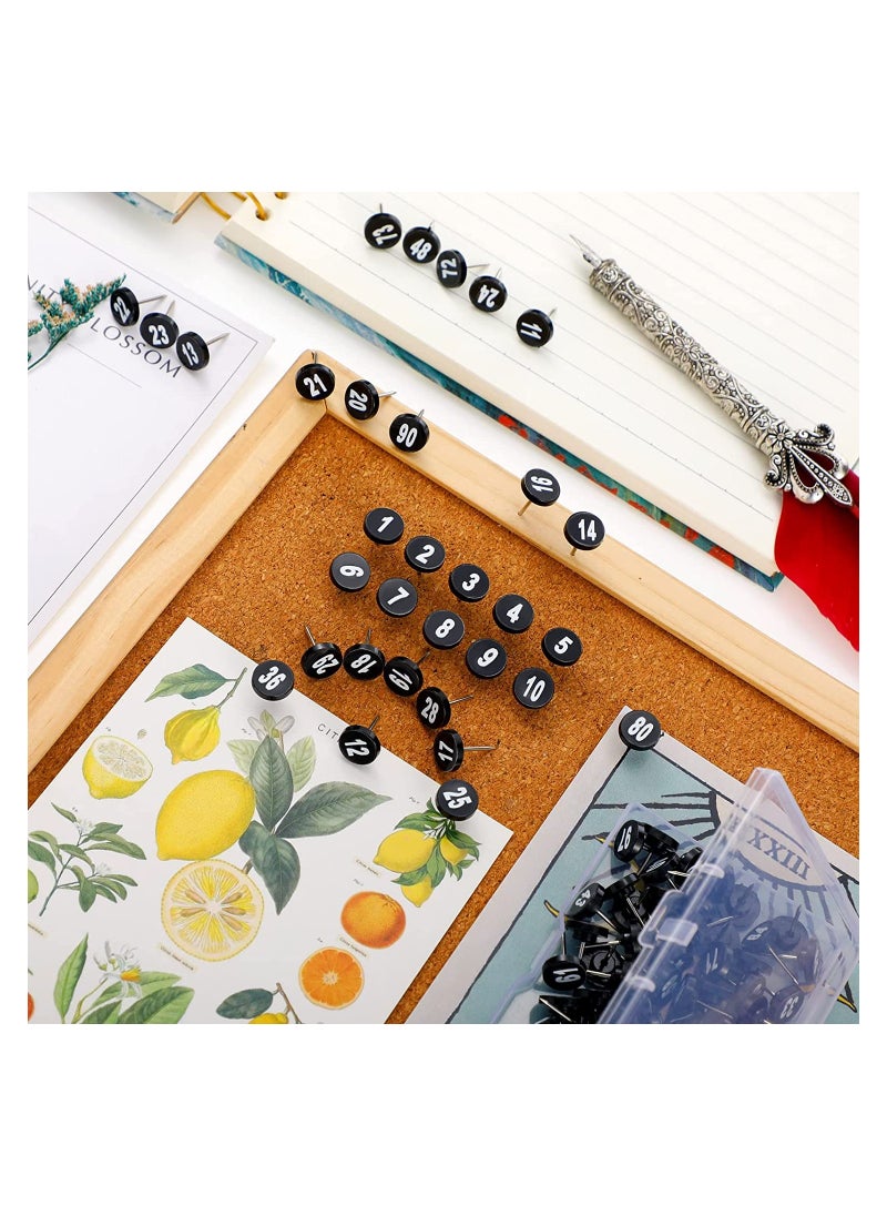 SYOSI - 100 Pcs Numbered Push Pin Tacks 100 Sequential Pins Thumb Tacks Flat Tacks Push Pins with Numbers 11 mm Diameter 16 mm Length Thumbtacks for Maps Presentations Photo Poster - Image 1