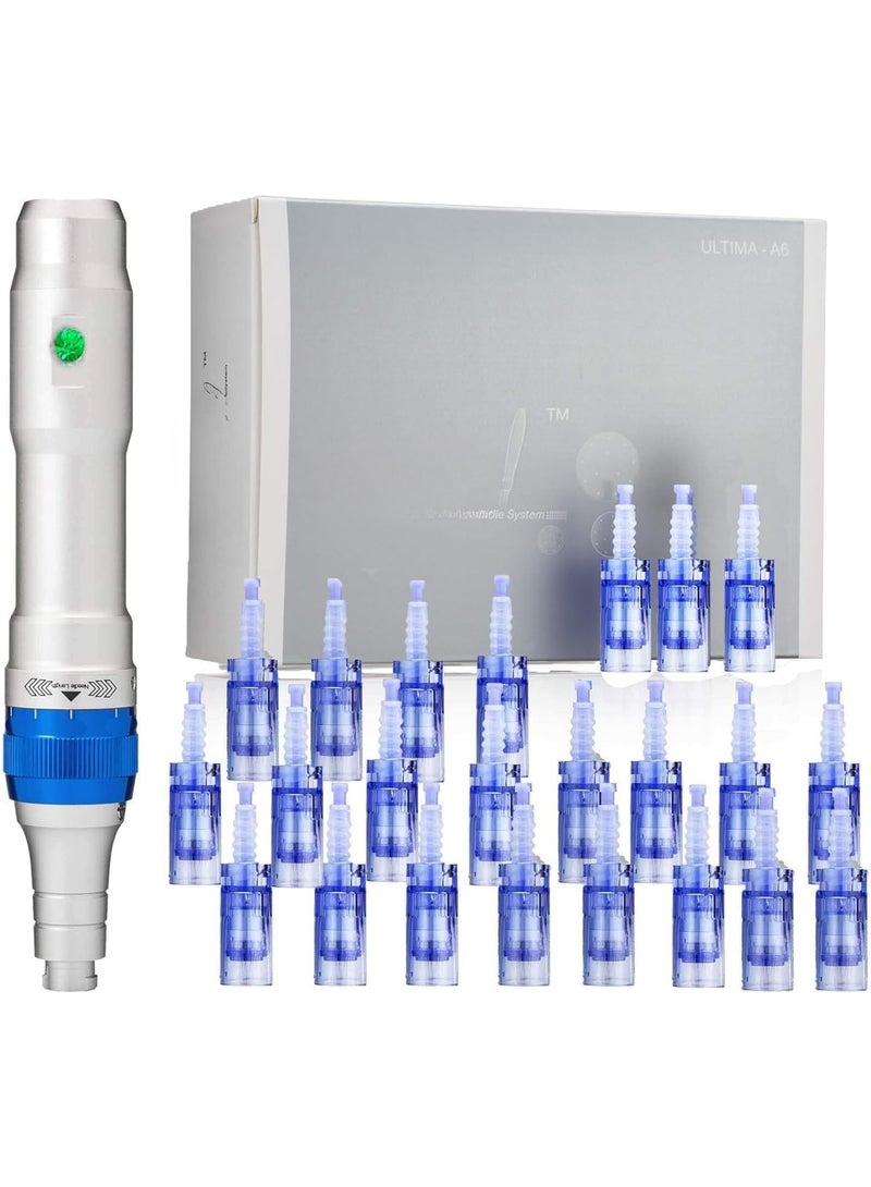 Microneedling Pen Skin Care Instrument with 24 Replaceable Cartridges – 10 x 36-Pin, 10 x Nano, 4 x 12-Pin, Professional Face and Body Therapy Kit - Image 1