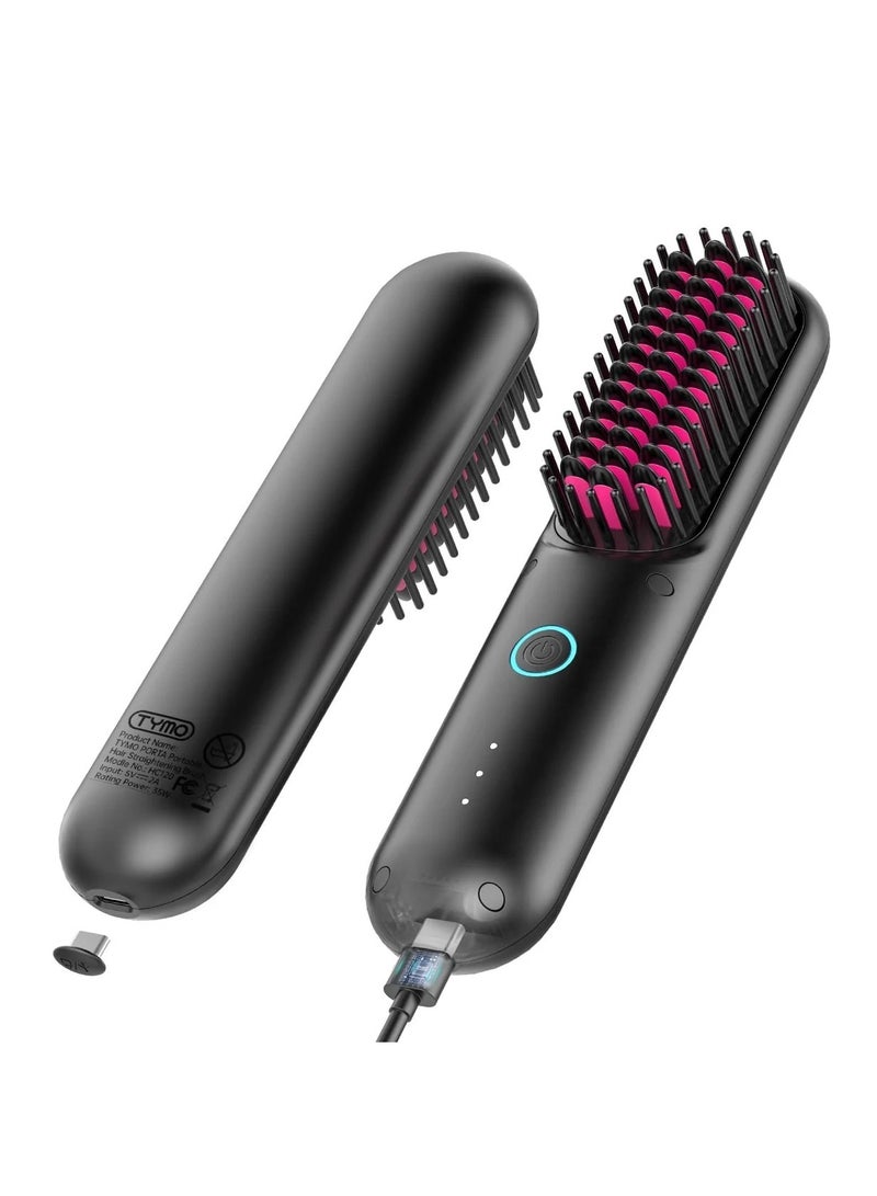 Portable Cordless Hair Straightener Brush Black for Men, Beard and Women, also Rechargeable - Image 1