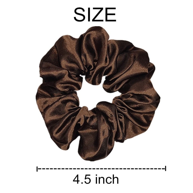 Sufermoe 6 Pcs Satin Silk Hair Scrunchies, 4.5 Inch, Dark Brown, Hair Accessories for Women and Girls - Image 3