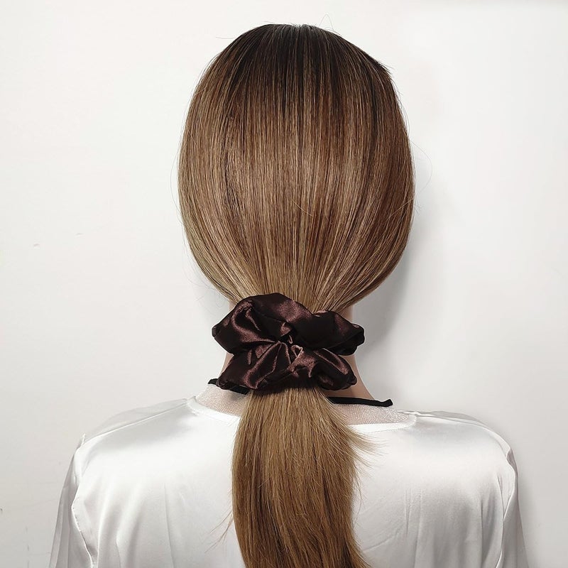 Sufermoe 6 Pcs Satin Silk Hair Scrunchies, 4.5 Inch, Dark Brown, Hair Accessories for Women and Girls - Image 2