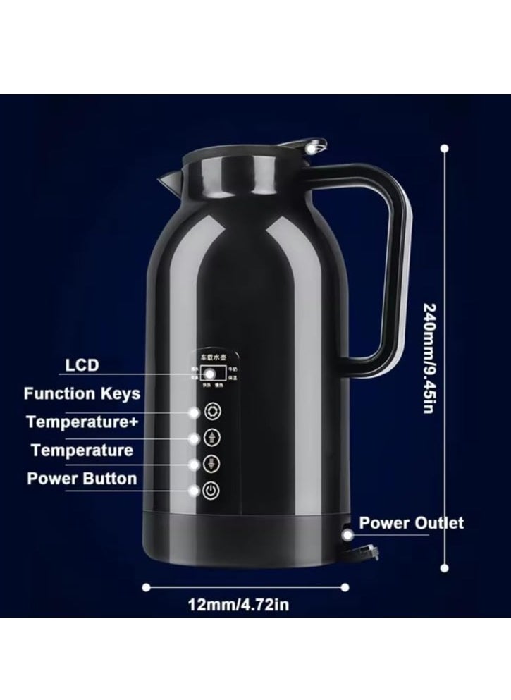 12V Electric Car Kettle, 1300ML Portable Automobile Electric Heating Kettle, Fast Water Boiler Car Coffee Maker, Auto Shut Off Heated Water Tea Coffee Kettle for Self Driving