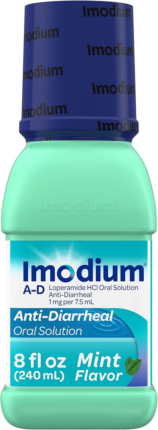 Imodium A-D Liquid Anti-Diarrheal Medicine with Loperamide Hydrochloride to Help Control Symptoms of Diarrhea Due to Acute, Active & Traveler's Diarrhea, Mint Flavor, 8 fl. oz