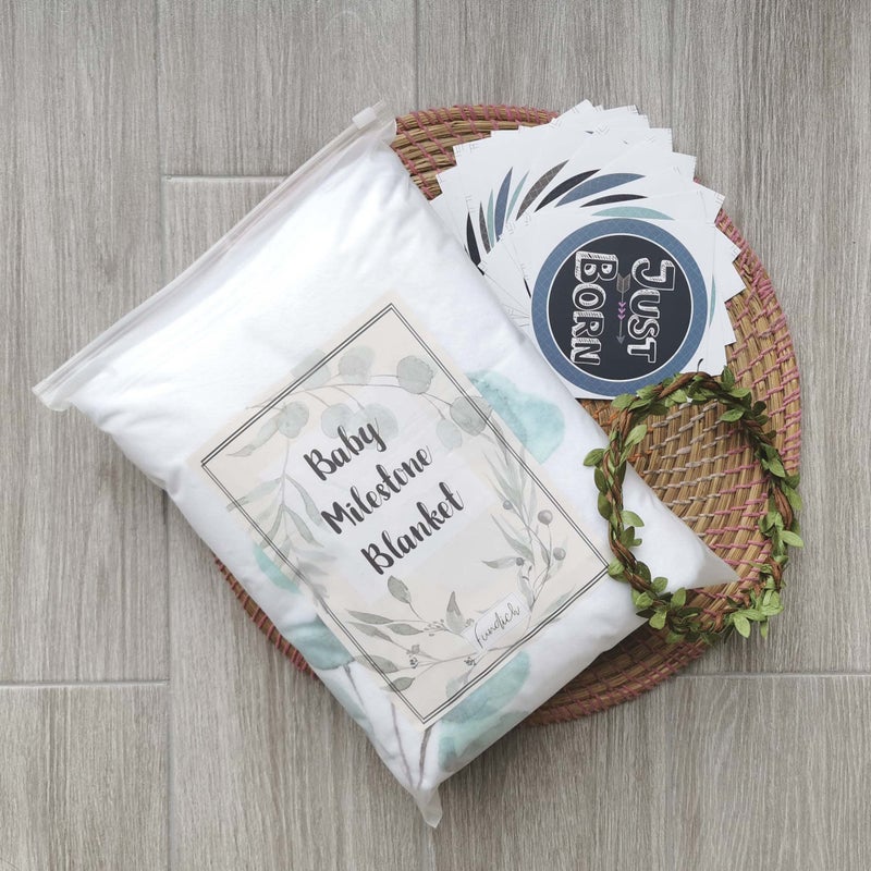 fundich Baby Milestone Blanket for Boys & Girls | Soft Monthly Picture Blanket for Newborn | Eucalyptus Nursery Decor | Photo Prop Blankets Gender Neutral 45"x40" - Image 2