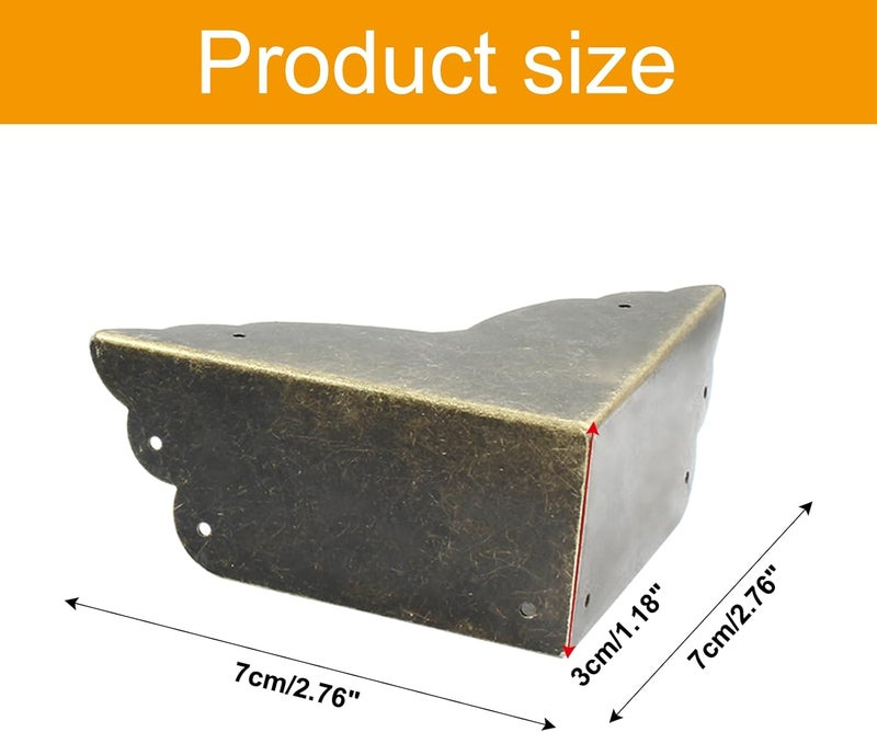 Bivethoi 4 Packs Bronze Box Corner Protectors Edge Cover Safety Guard Furniture Decorative Metal Table Corner 276 x 118 - Image 2