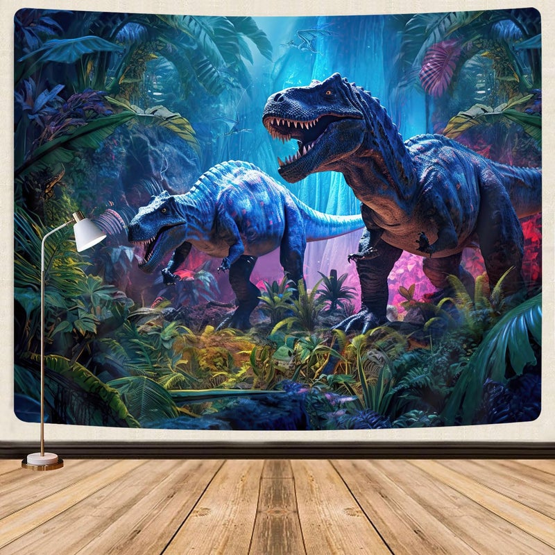GOAOK Dinosaur Tapestry for Boys Room Decor Wild Anicient Animals Wall Tapestries Nature Forest Fairytales Dinosaur Tapestry Wall Hanging 80X60 Inches for Bedroom Living Room Dorm Room