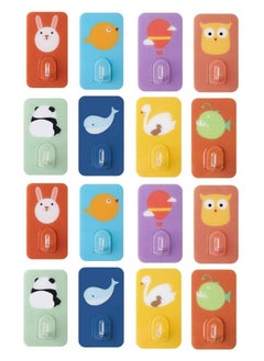 Oasisgalore 16 Pcs Heavy Duty Self-Adhesive Hooks - Wall Mounted Hangers for Clothes, Hats & Decoration, Cartoon Design  - Image 1