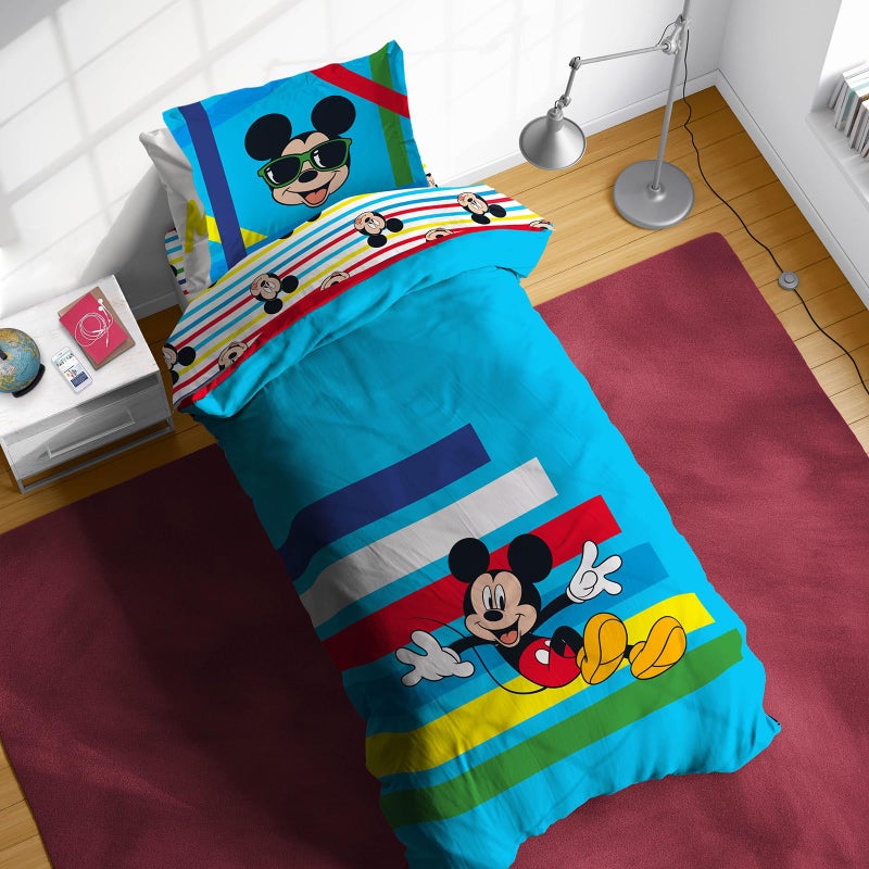 Sunny Side Up Disney Mickey Mouse Twin Comforter Set  5 Piece Kids Bedding Includes Comforter Sheets  Pillow Cover  Super Soft Microfiber Bed Set