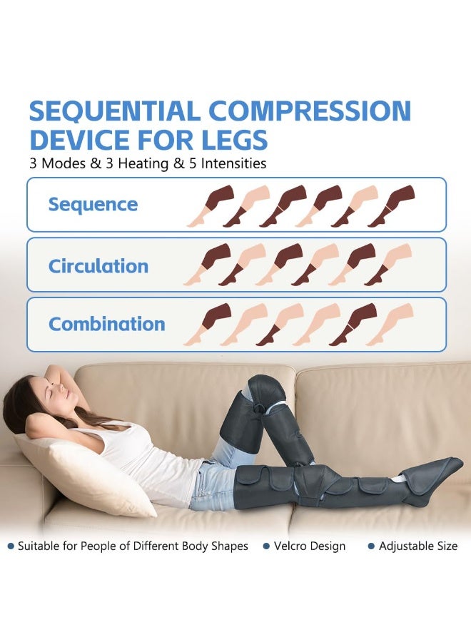 والالا جهاز تدليك الساق مع ضغط الهواء والحرارة، أجهزة تدليك الساق لتخفيف الألم وتحسين الدورة الدموية، أحذية استشفاء للساقين والضغط، القدمين والساقين، أحذية ضغط بثلاثة أوضاع حرارة وخمسة شدات - Image 3