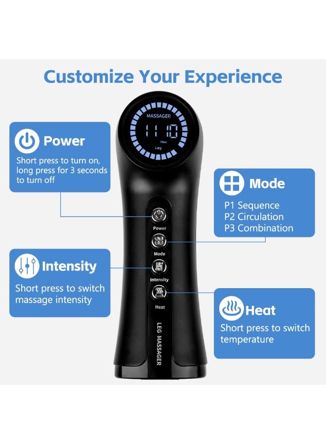 والالا جهاز تدليك الساق مع ضغط الهواء والحرارة، أجهزة تدليك الساق لتخفيف الألم وتحسين الدورة الدموية، أحذية استشفاء للساقين والضغط، القدمين والساقين، أحذية ضغط بثلاثة أوضاع حرارة وخمسة شدات - Image 5