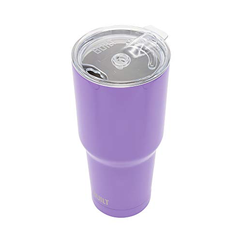 BUILT 30 oz Stainless Steel Tumbler Set, Double Wall Insulated, Includes Replacement Lid, 2 Tritan Straws, And Wire Straw Cleaning Brush, Leak Resistant, Cup Holder Friendly, Amethyst - Image 5