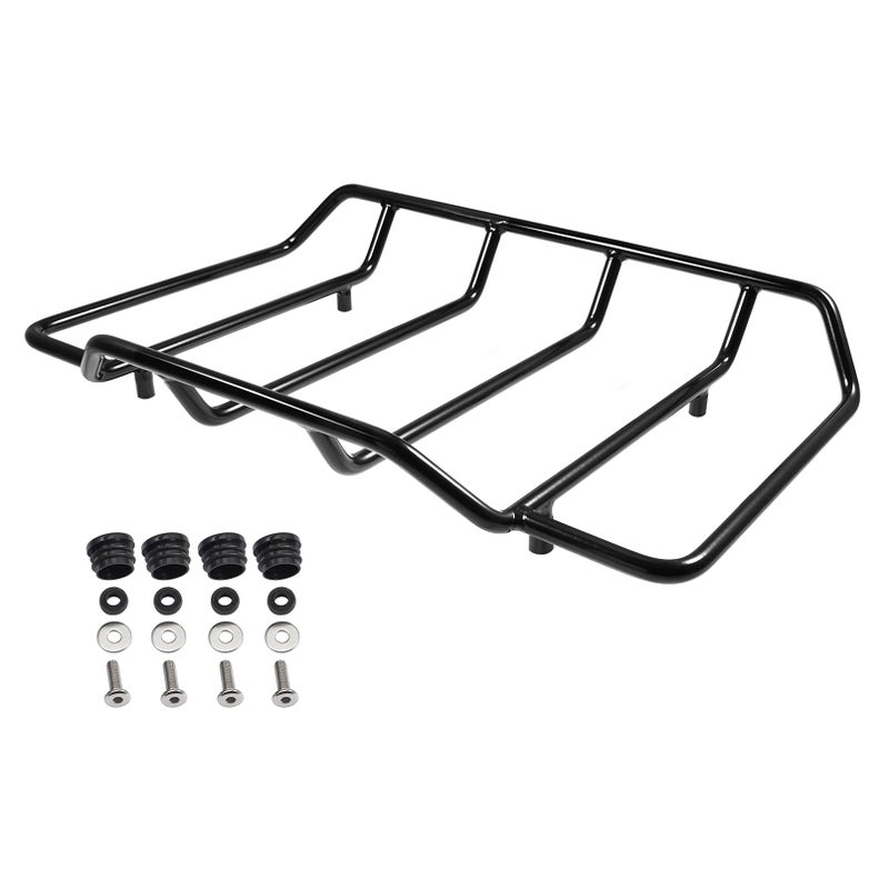 Benlari Black Air Wing Tour Pack Luggage Rack Trunk Top Rack Motorcycle Trunk Rail Rack Compatible for Harley Touring Street Glide Electra Glide Road Glide Road King Ultra Limited 19842024