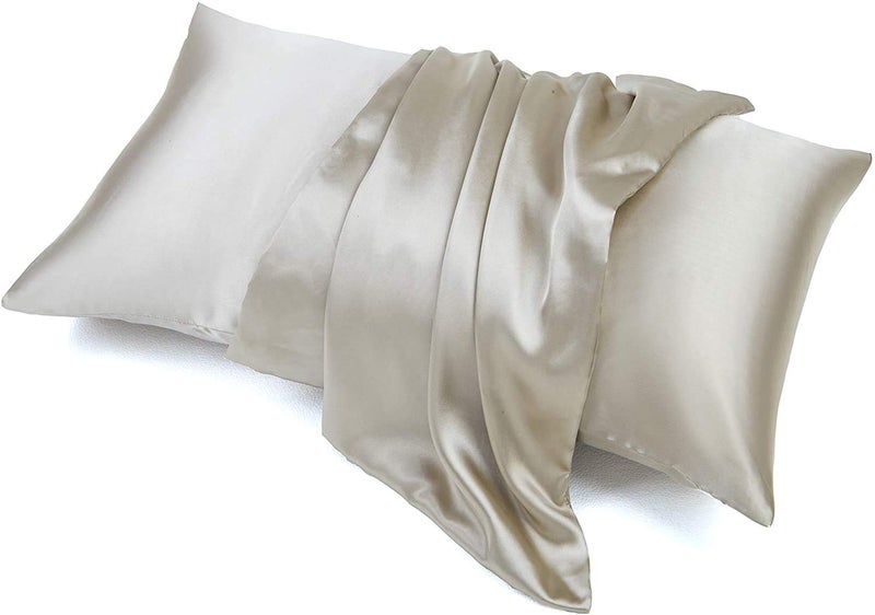 Luxbedding Satin Bed Sheets Twin Sheets  Taupe Silk Sheets  3 - Pieces Soft Bedding Set with 1 Deep Pocket Fitted Sheet 1 Flat Sheet 1 Pillowcase  - Image 5