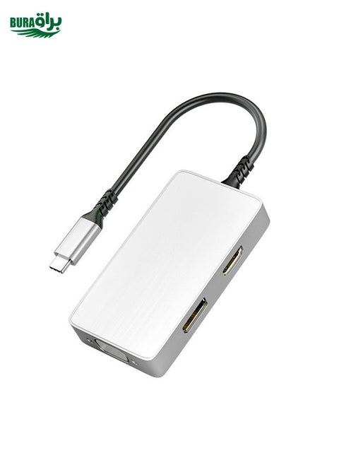 ULT-unite 5 in 1 USB-C / Type-C to 3.5mm Audio + VGA + DP + HDMI + PD Port Multifunctional HUB Adapter(White)
