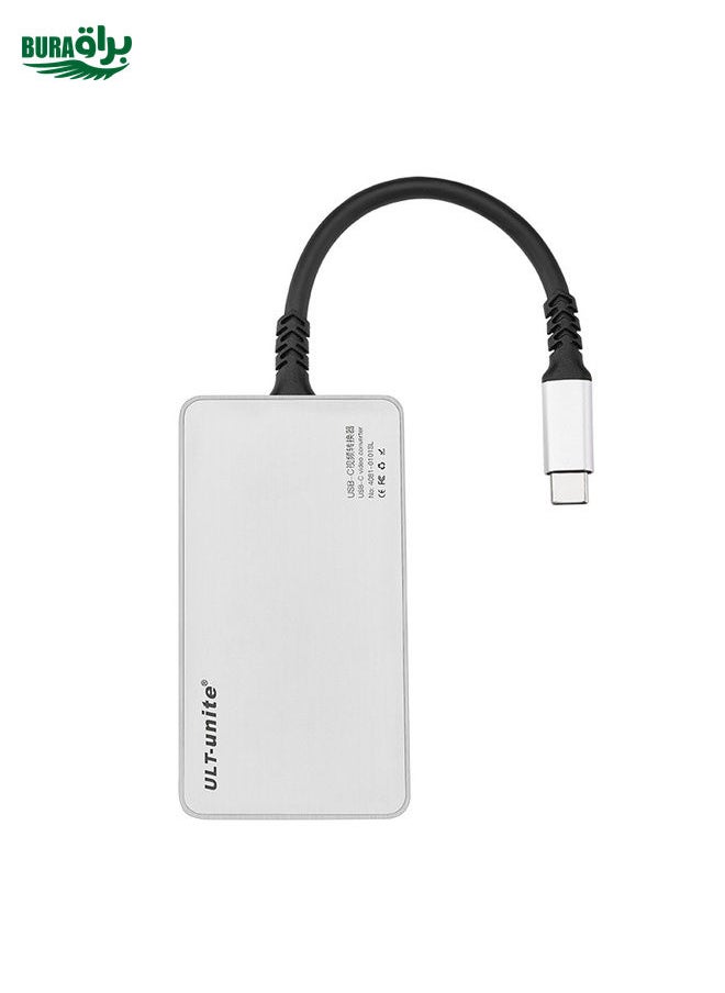 BURAQ - ULT-unite 5 in 1 USB-C / Type-C to 3.5mm Audio + VGA + DP + HDMI + PD Port Multifunctional HUB Adapter(White) - Image 1