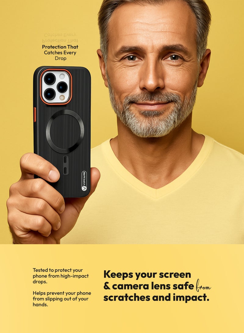 Vipcare Iphone 16 Pro TPC Drop Protection and Scratch proof Iphone 16 Pro Magsafe Magnetic Wireless chanrging Iphone Case Black - Image 5