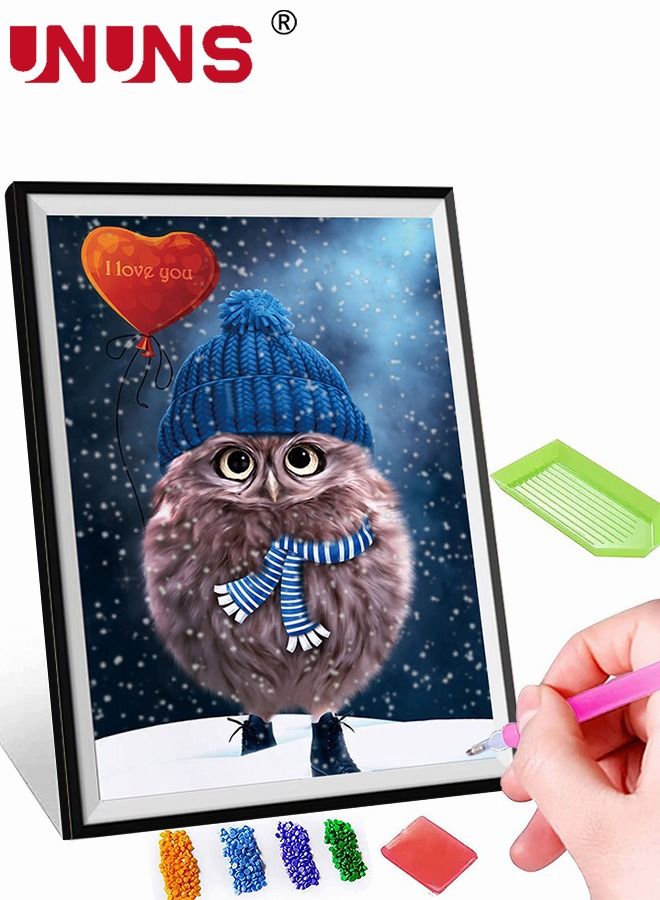 UNUNS DIY 5D Diamond Painting Kit,Cute Owel Paint With Diamond For Adults Colorful Embroidery For Home Wall Decor,30X40CM - Image 1