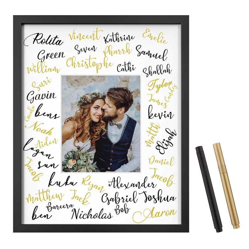 إطار صور بتصميم واحد من الزجاج المقسى 16x20 مع مات أبيض لعرض صورة 8x10 للاحتفالات الزفاف والتخرج إطار خشبي أسود للتعليق على الحائط مع ملحقات التركيب