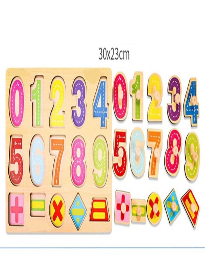 Wooden Pegged Puzzles Numbers Alphabet Puzzle And Educational Learning Board For Kids - Image 1