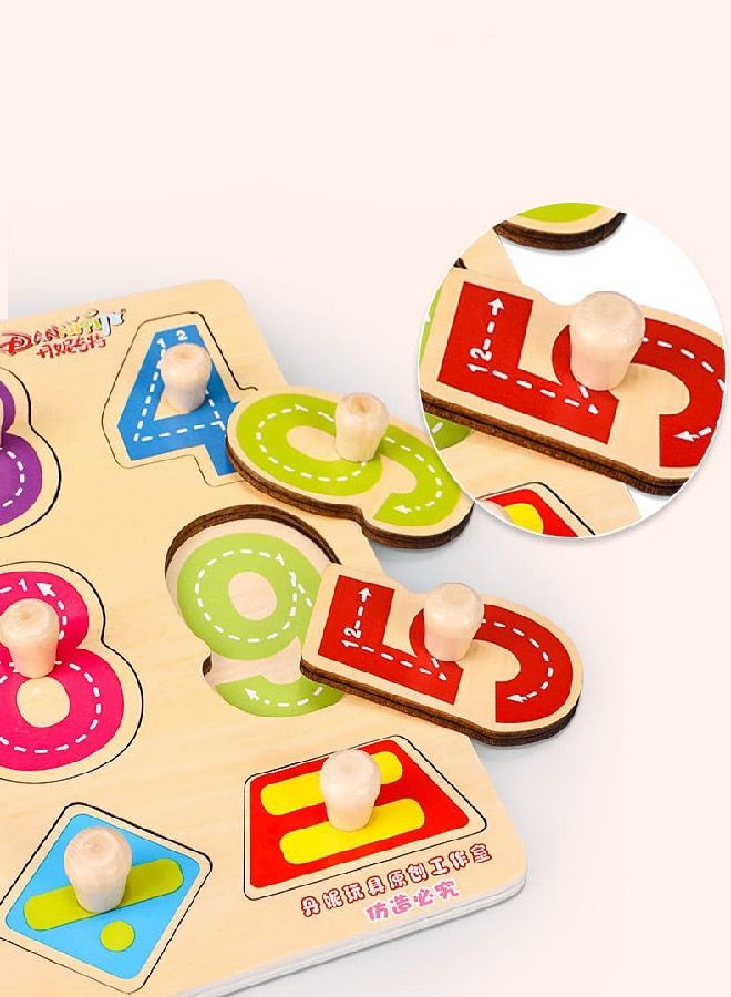 Wooden Pegged Puzzles Numbers Alphabet Puzzle And Educational Learning Board For Kids - Image 2