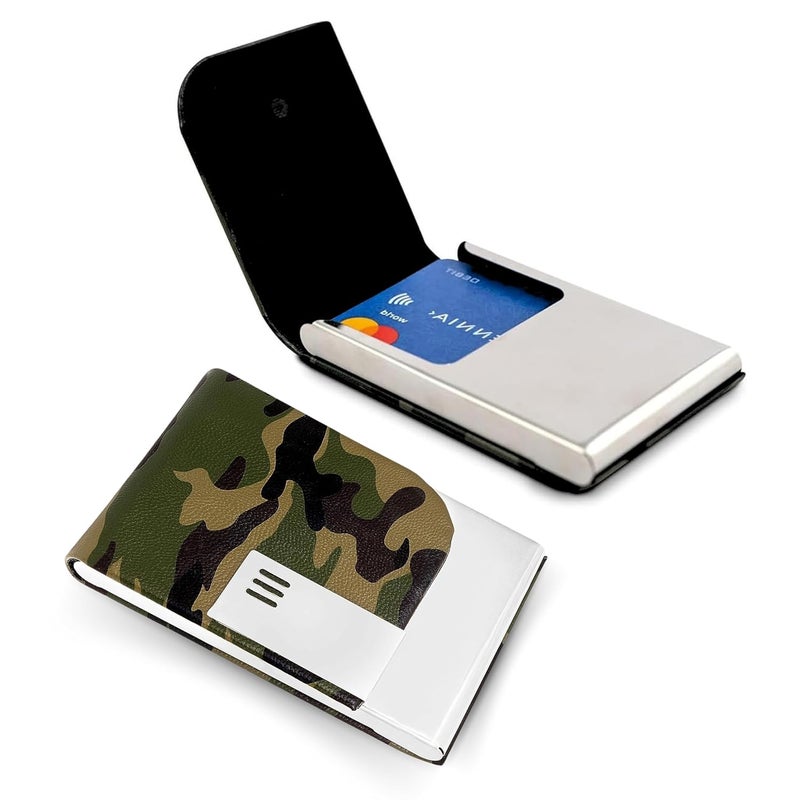 OFIXO Credit Card Holder Protector Stainless Steel Credit Card Wallet Slim Metal Credit Card Case for Women or Men (Military) - Image 1