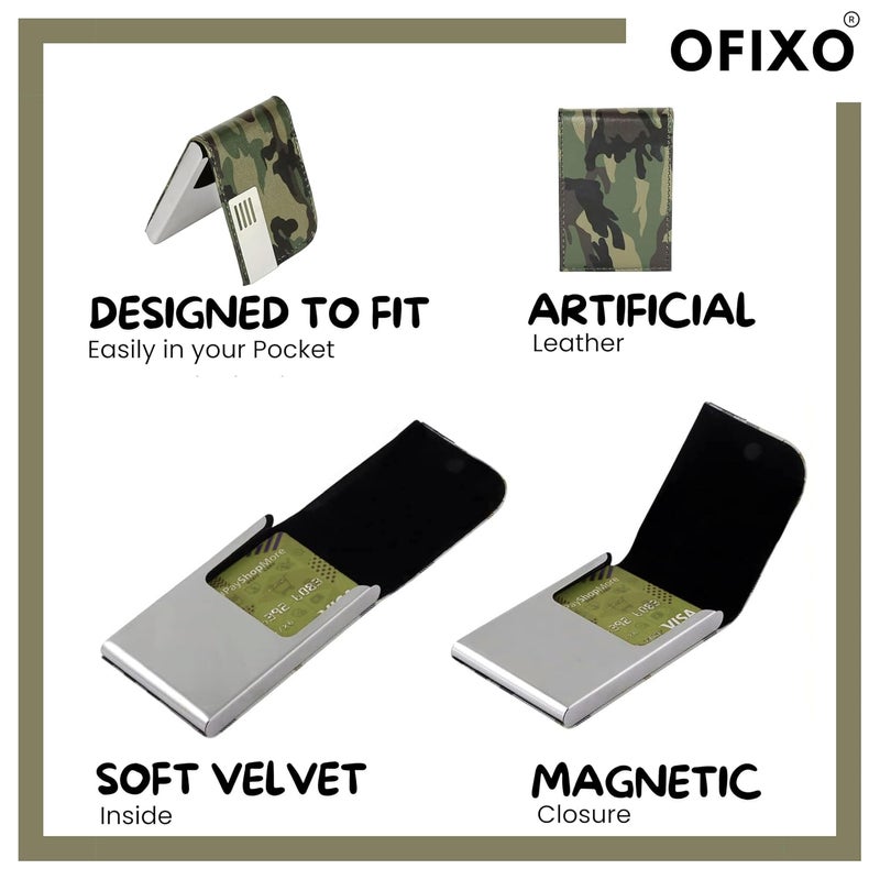 OFIXO Credit Card Holder Protector Stainless Steel Credit Card Wallet Slim Metal Credit Card Case for Women or Men (Military) - Image 3