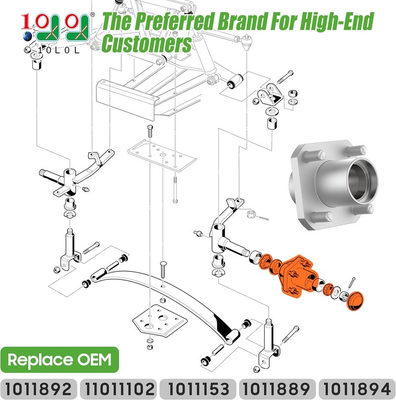10L0L 2 Pack Golf Cart Front Wheel Hub Assembly for Club Car DS Gas & Electric 1974-2003 - Image 2