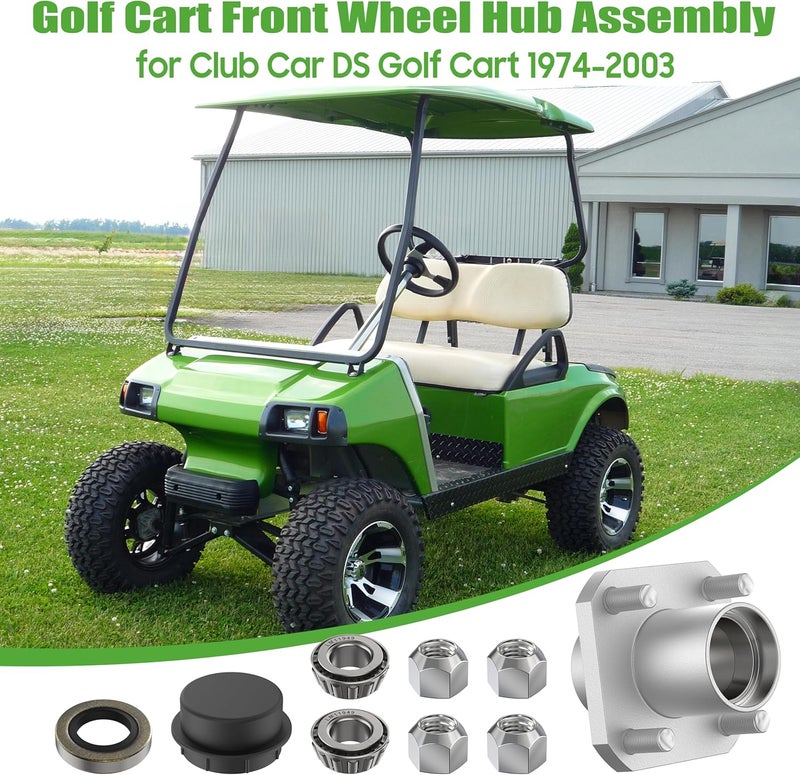 10L0L 2 Pack Golf Cart Front Wheel Hub Assembly for Club Car DS Gas & Electric 1974-2003 - Image 3