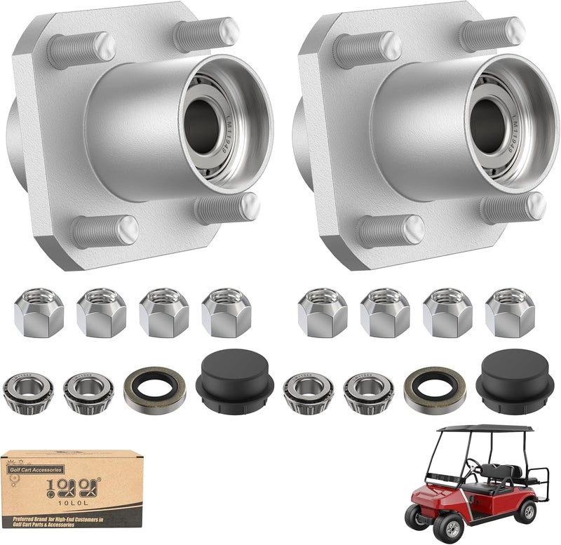 10L0L 2 Pack Golf Cart Front Wheel Hub Assembly for Club Car DS Gas & Electric 1974-2003 - Image 1