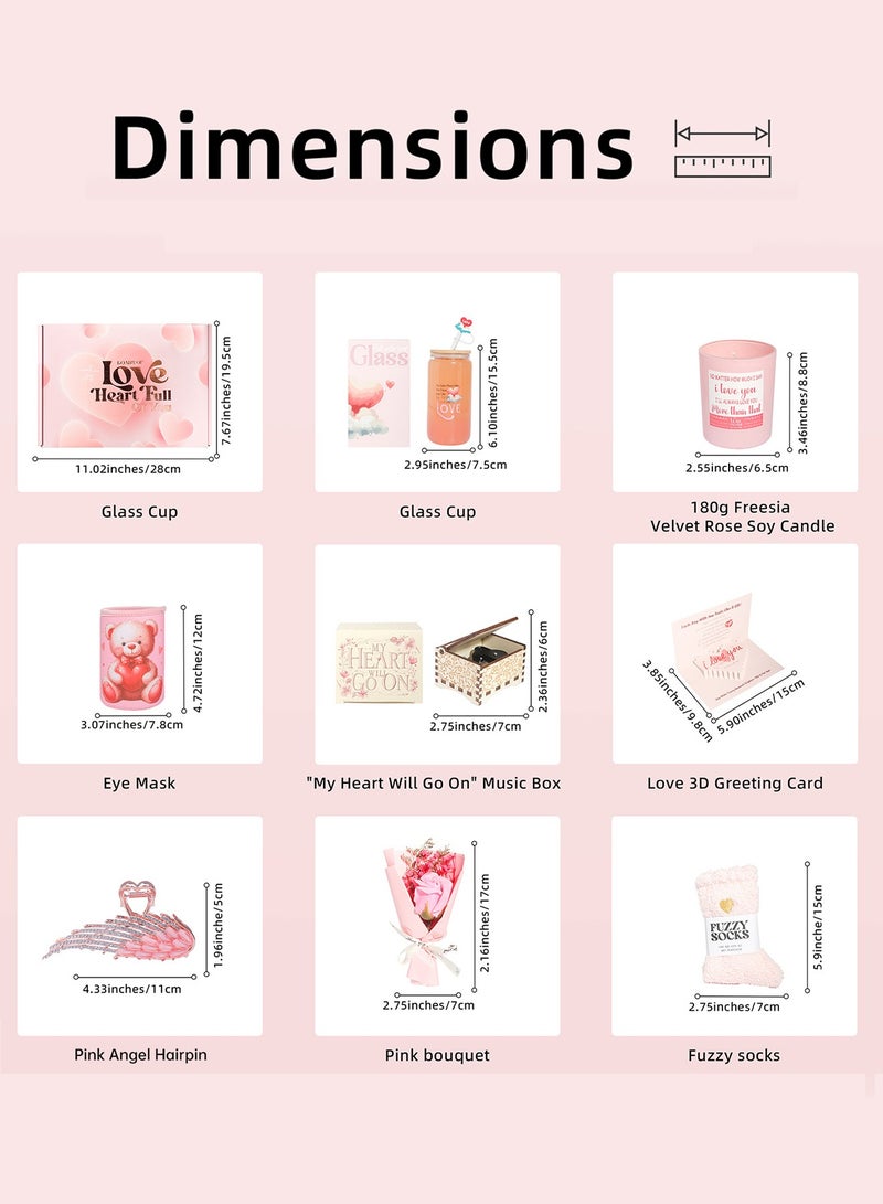 Gifts Set for her,Love Theme Care Package with 3D Card, Bear Cup Sleeve, Music Box, Rose Gold Hair Clip, Velvet Candle - Unique Birthday Gifts for Her Women Girlfriend - view 2