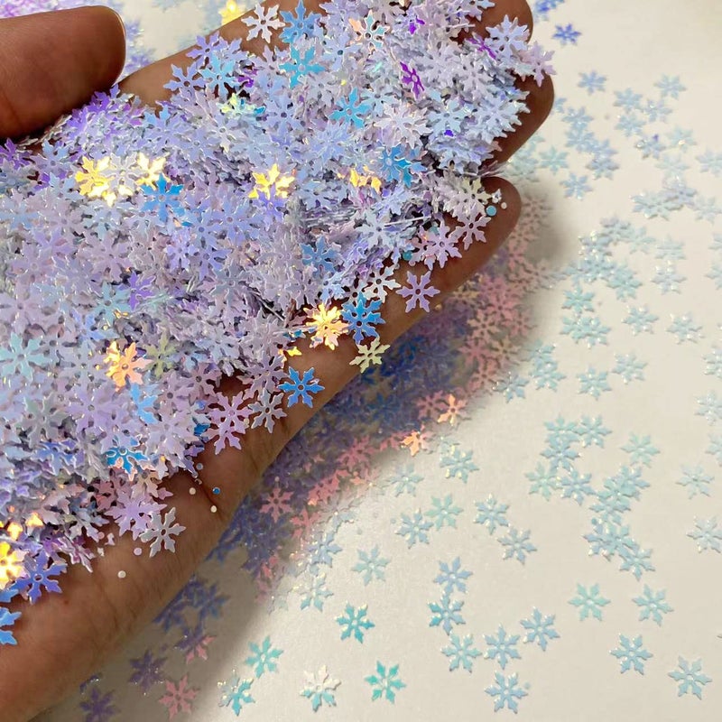 E-ASUM 2000 Pieces/50g Snowflakes Party Glitter PVC Confetti for Christmas Table Confetti Glitter for Winter Snowfield Wonderland Xmas Party Supplies DIY Craft Projects Party Decorations - Image 1