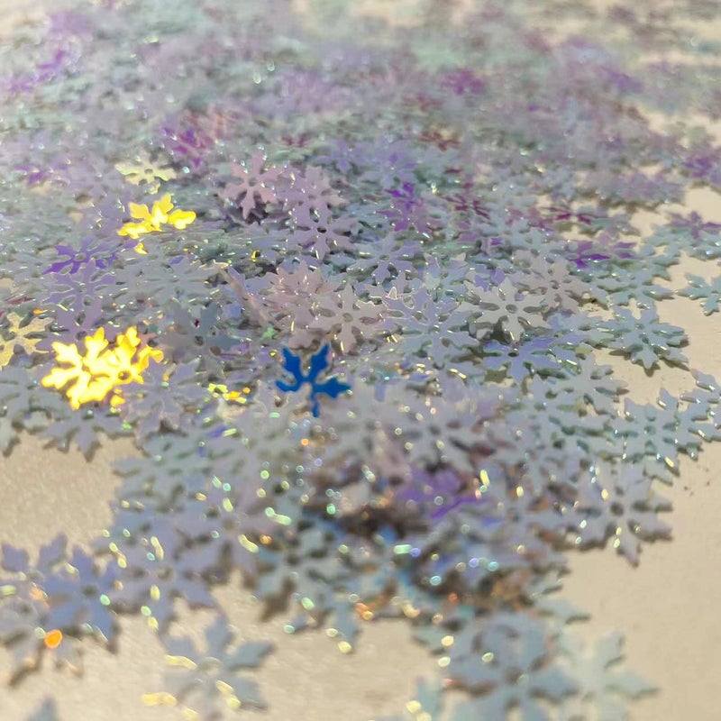 E-ASUM 2000 Pieces/50g Snowflakes Party Glitter PVC Confetti for Christmas Table Confetti Glitter for Winter Snowfield Wonderland Xmas Party Supplies DIY Craft Projects Party Decorations - Image 4