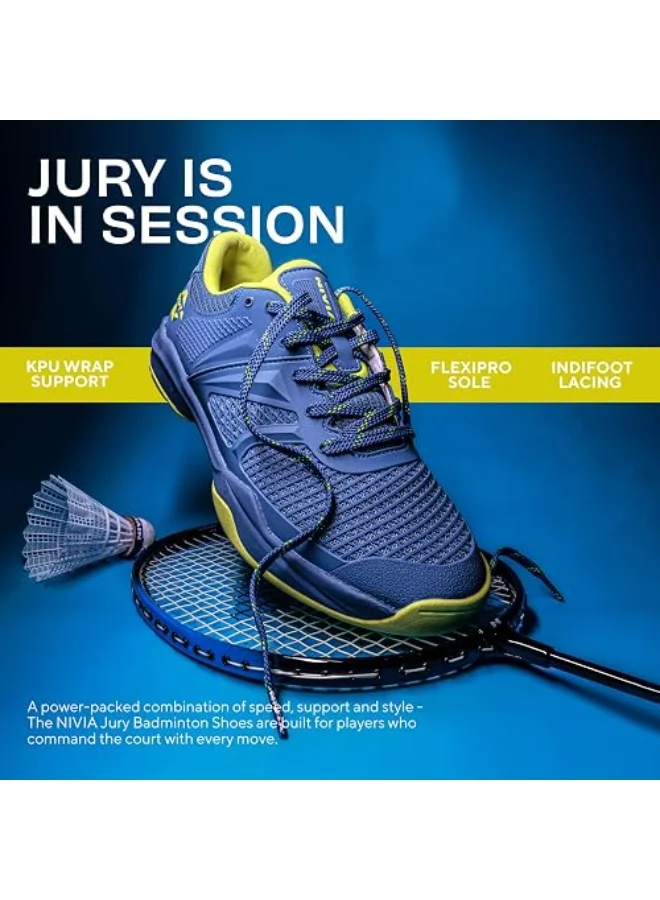 Nivia Nivia Jury Badminton Shoes for Men, Air Mesh & PU Upper, TPU Shank Plate Outsole, Ortholite Foam Insock, Designed for Serious Badminton Players